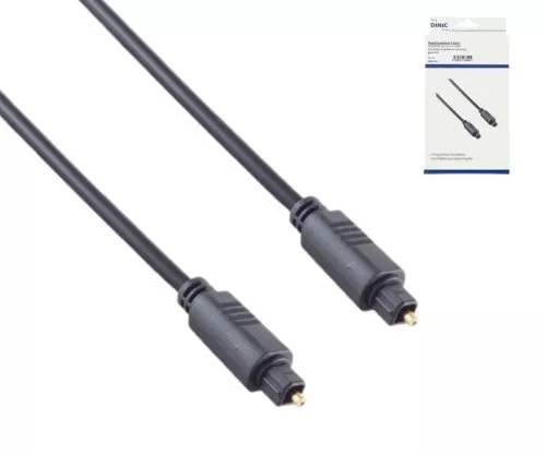 DINIC Toslink-kabel, Ø 4 mm, PVC-kontakt, guldpläterade kontakter, svart, längd 2,00 m, DINIC-förpackning